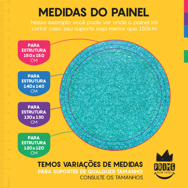 Painel Redondo 3D  Glitter Verde Tecido Sublimado - Image 4