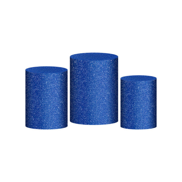 Trio Capa Cilindro Glitter New Azul 3D Em Tecido Com Elástico