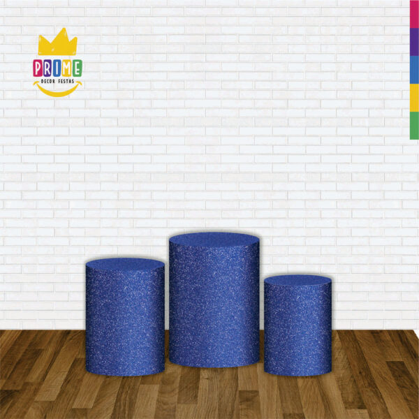 Trio Capa Cilindro Glitter New Azul 3D Em Tecido Com Elástico - Image 2