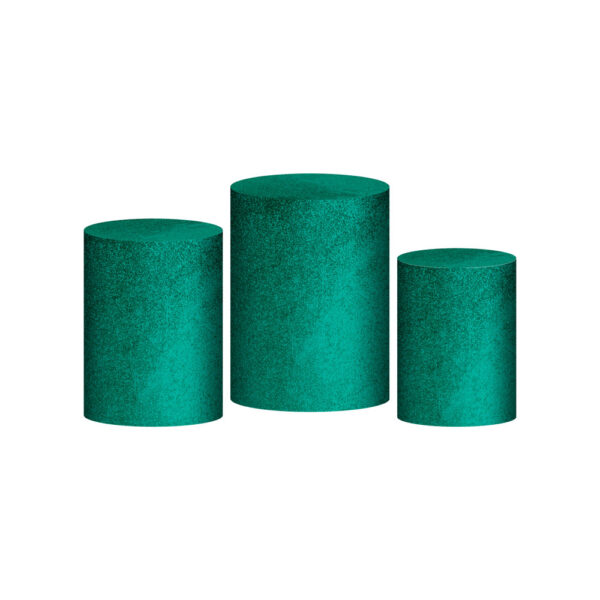 Trio Capa Cilindro Glitter Verde 3D Em Tecido Com Elástico