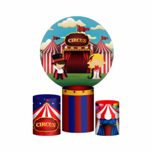 Trio Capa Cilindro + Painel Redondo 3D Circo 1,50m Veste Fácil