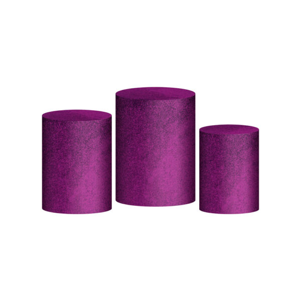 Trio Capa Cilindro Glitte Vinho 3D Em Tecido Com Elástico
