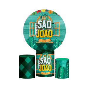 Trio Capa Cilindro + Painel Redondo 3D São João 1,50m Veste Fácil