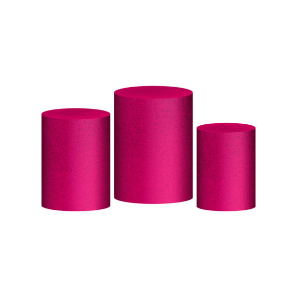 Trio Capa Cilindro Glitter Pink 3D Em Tecido Com Elástico