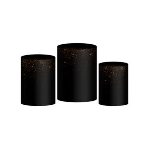 Trio Capa Cilindro Glitter Preto 3D Em Tecido Com Elástico