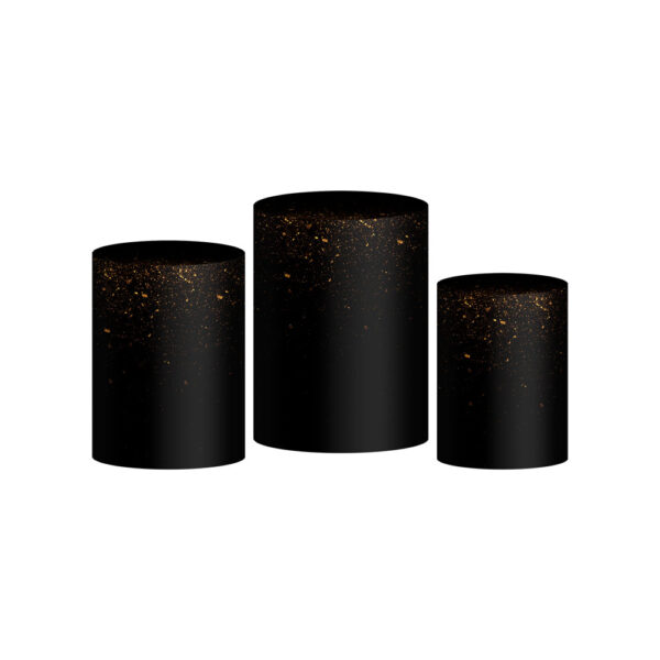 Trio Capa Cilindro Glitter Preto 3D Em Tecido Com Elástico