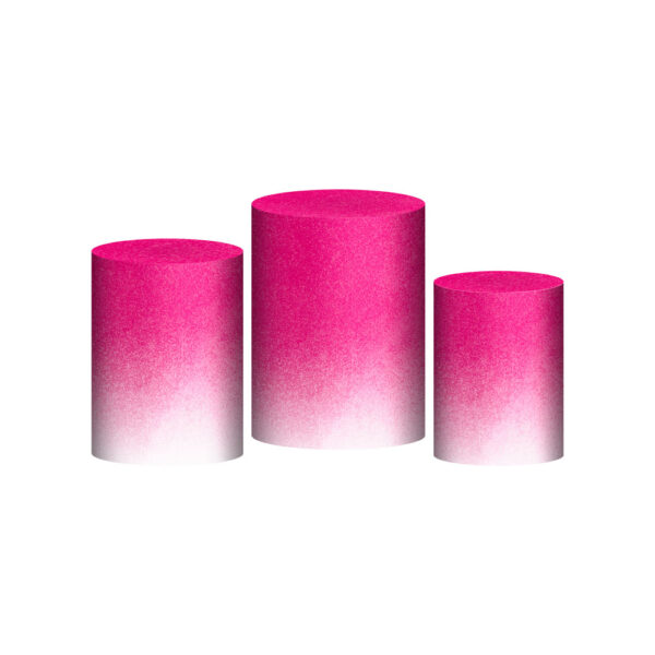 Trio Capa Cilindro Glitte Rosa Degradê 3D Em Tecido Com Elástico