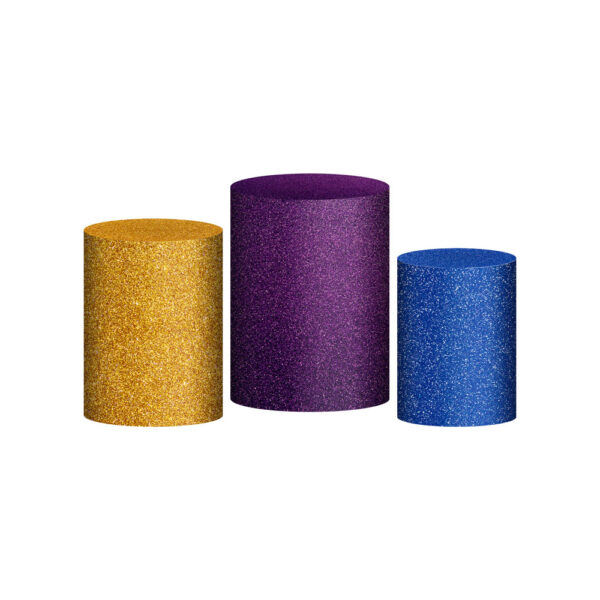 Trio Capa Cilindro Glitte Rosa - Azul - Amarelo 3D Em Tecido Com Elástico