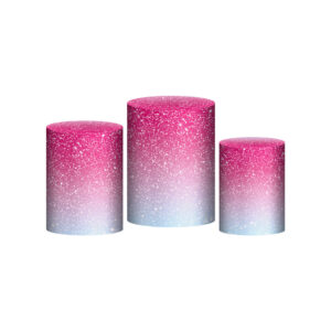 Trio Capa Cilindro Glitter New Rosa 3D Em Tecido Com Elástico