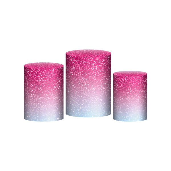 Trio Capa Cilindro Glitter New Rosa 3D Em Tecido Com Elástico