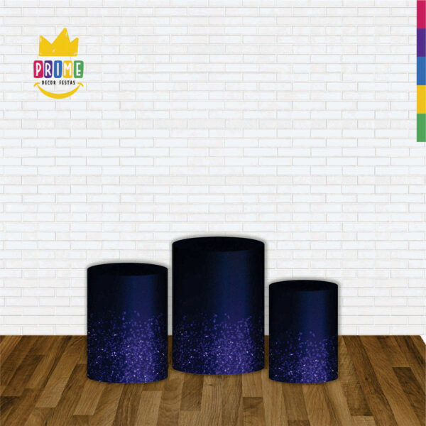Trio Capa Cilindro Glitte Roxo Escuro 3D Em Tecido Com Elástico - Image 2