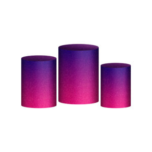 Trio Capa Cilindro Glitte Roxo e Rosa Degradê 3D Em Tecido Com Elástico