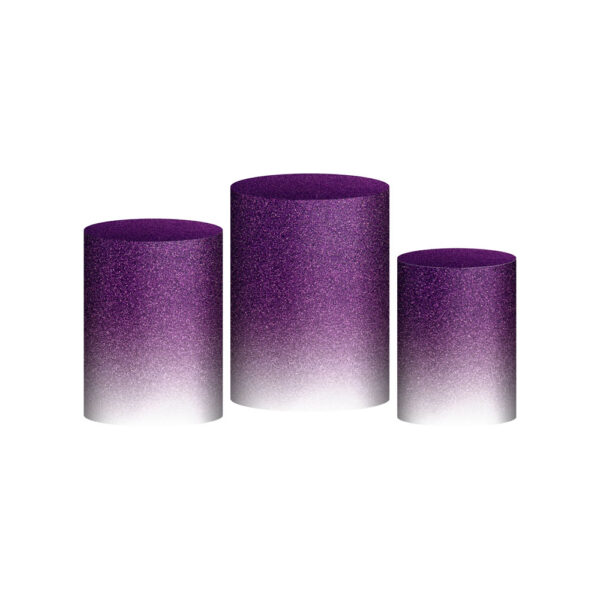 Trio Capa Cilindro Glitte Roxo Degradê 3D Em Tecido Com Elástico
