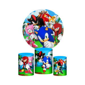 Trio Capa Cilindro + Painel Redondo 3D Sonic 1,50m Veste Fácil