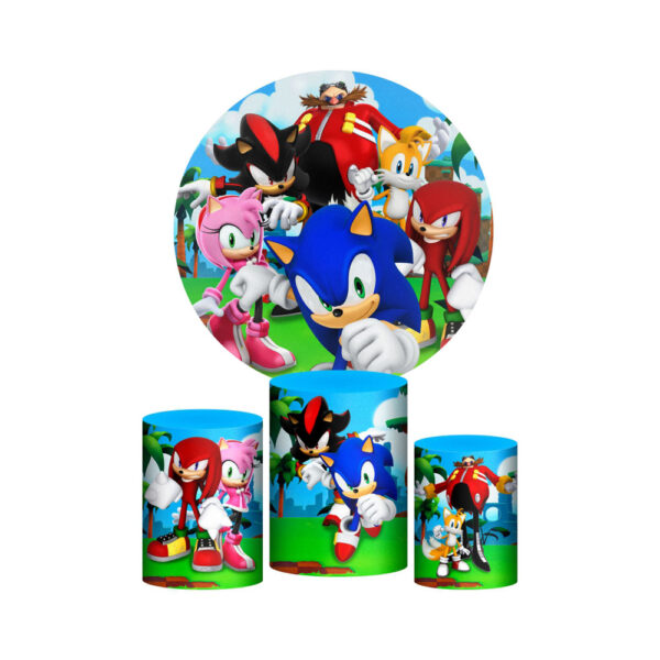 Trio Capa Cilindro + Painel Redondo 3D Sonic 1,50m Veste Fácil