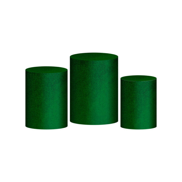 Trio Capa Cilindro Glitte Verde 3D Em Tecido Com Elástico
