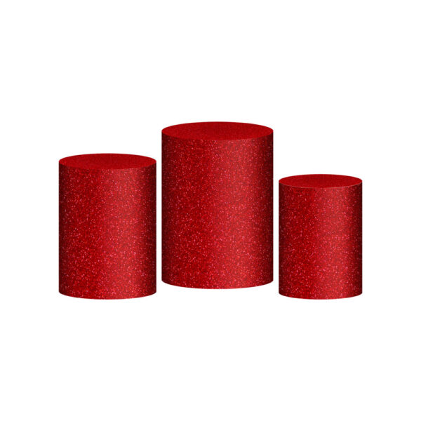 Trio Capa Cilindro Glitte Vermelho 3D Em Tecido Com Elástico