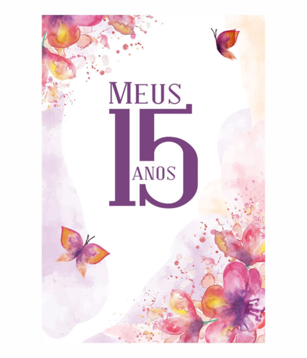 Painel de Festa Retangular 3D Meus 15 Anos Casadinho 1,50m x 2,20