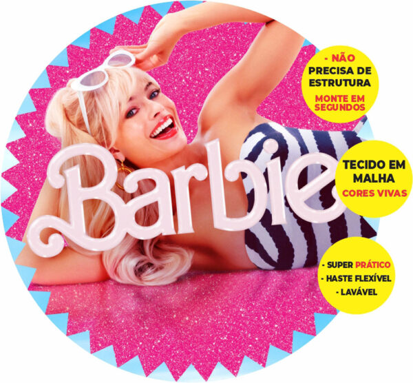 Painel Redondo 3D Barbie Abre Fácil Tecido