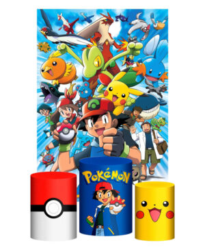 Kit Casado Pokemon Trio Capa Cilindro Retangular Tecido