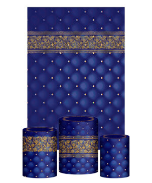 Kit Casado Realeza Azul Trio Capa Cilindro Retangular Tecido