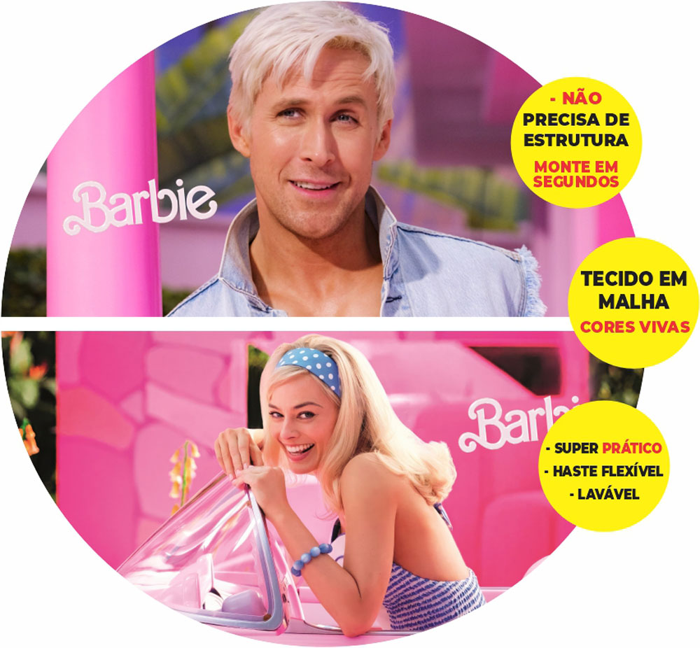 Painel Redondo 3D Barbie Abre Fácil Tecido