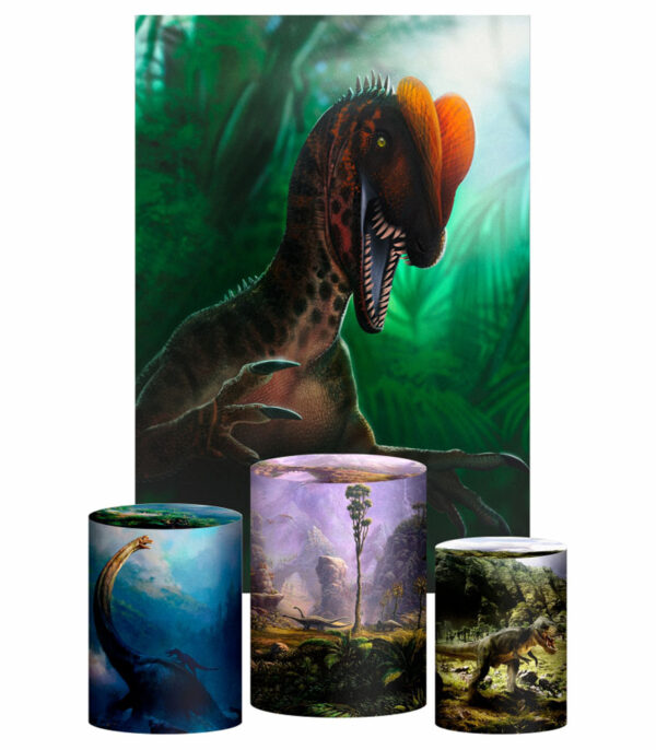 Kit Casado Dinossauro Trio Capa Cilindro Retangular Tecido