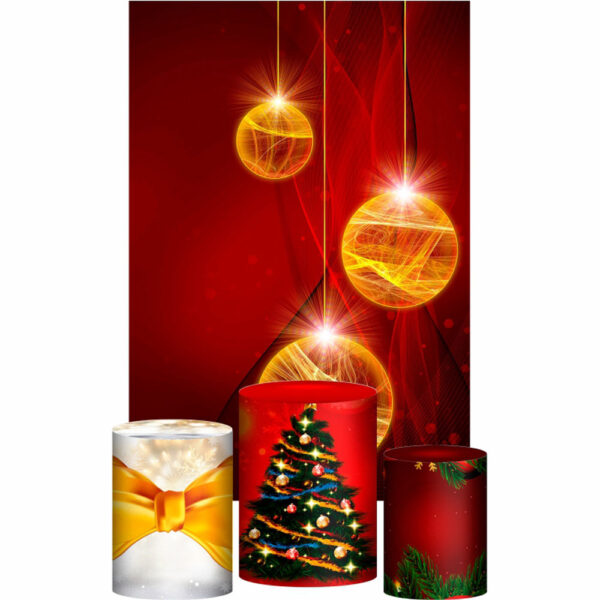 Kit Casado Natal Trio Capa Cilindro Retangular Tecido