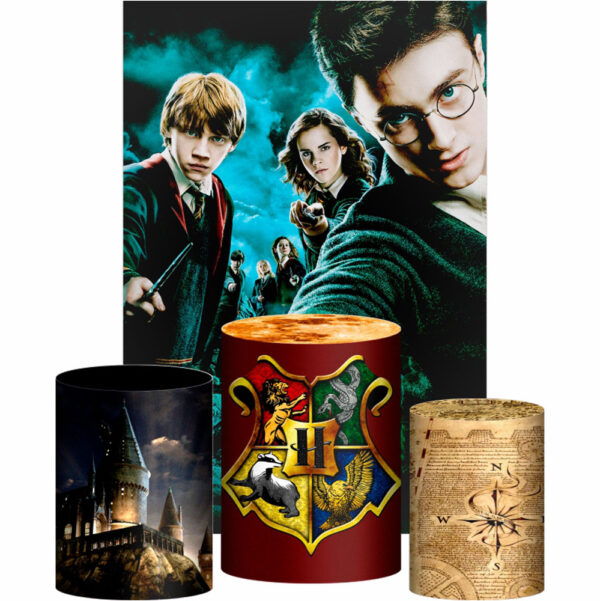Kit Casado Harry Potter Trio Capa Cilindro Retangular Tecido