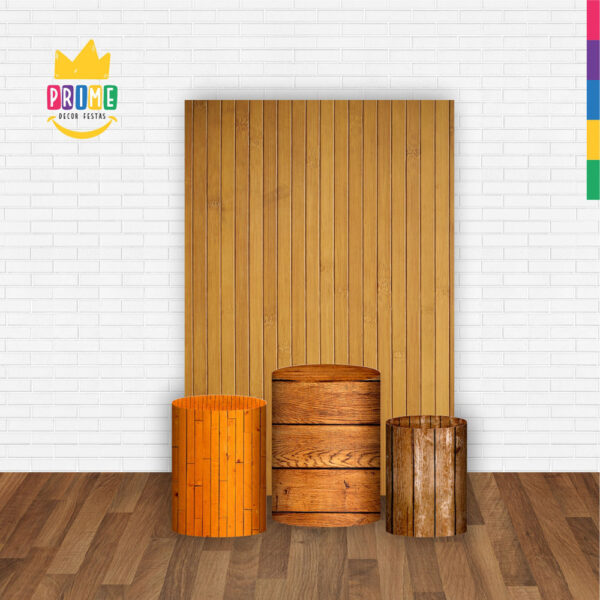 Kit Casado Madeira Trio Capa Cilindro Retangular Tecido - Image 2