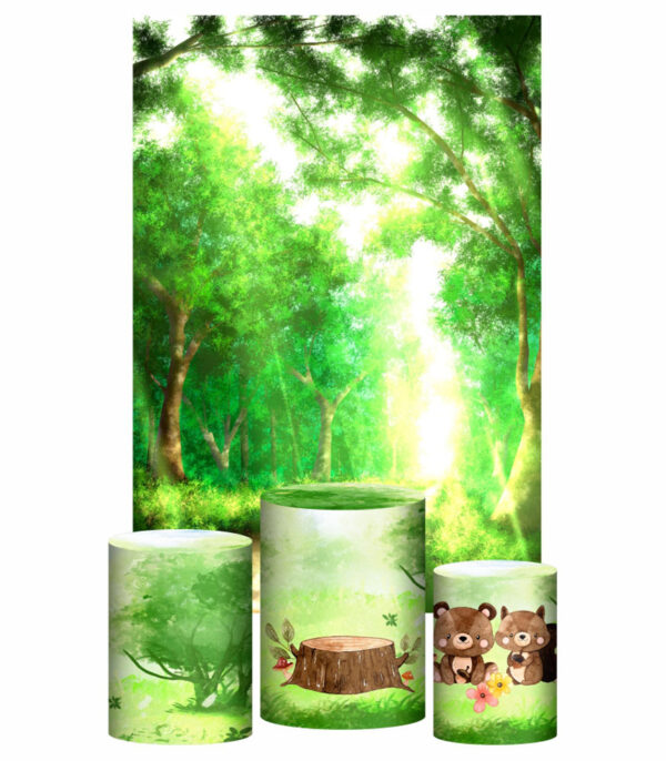 Kit Casado Bosque Encantado Trio Capa Cilindro Retangular Tecido