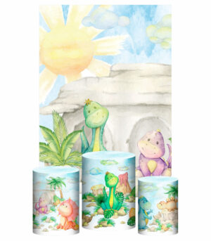 Kit Casado Dinossauro Baby Trio Capa Cilindro Retangular Tecido