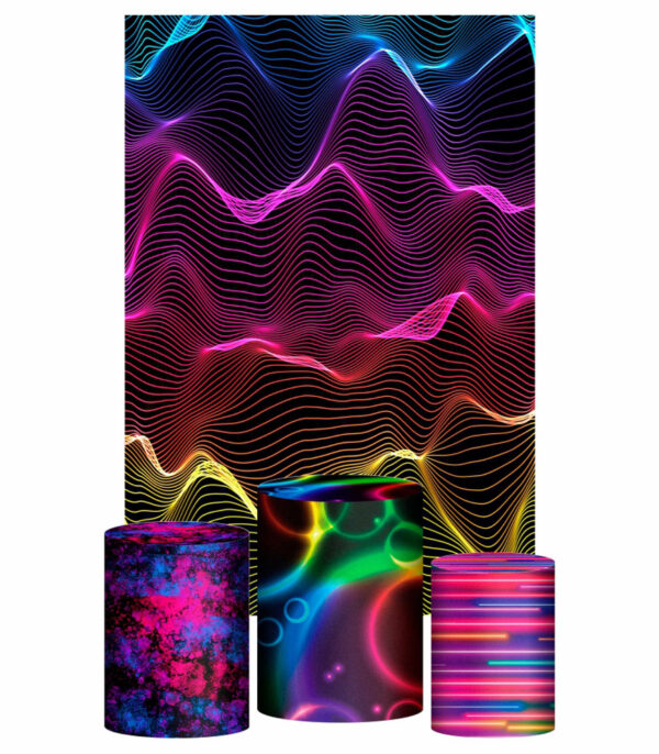 Kit Casado Asas de Neon Trio Capa Cilindro Retangular Tecido