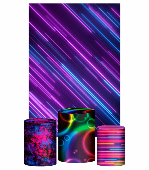 Kit Casado Neon Trio Capa Cilindro Retangular Tecido