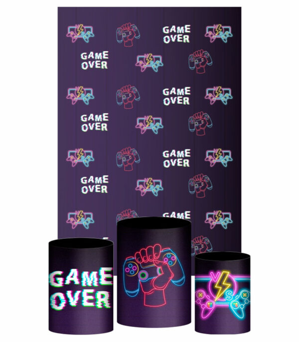 Kit Casado Game Trio Capa Cilindro Retangular Tecido