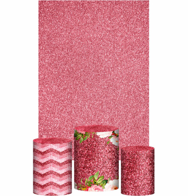Kit Casado Floral Trio Capa Cilindro Retangular Tecido
