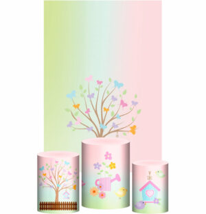 Kit Casado Jardim Candy Trio Capa Cilindro Retangular Tecido