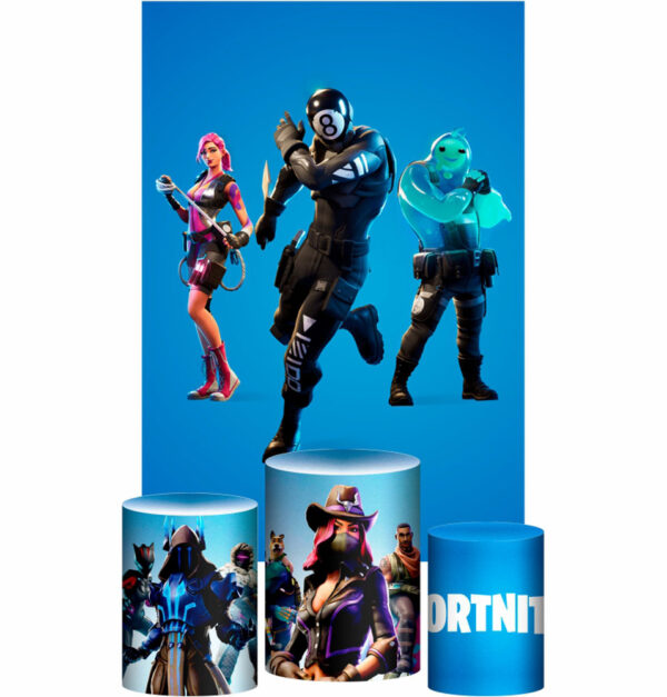 Kit Casado Fortnite Trio Capa Cilindro Retangular Tecido