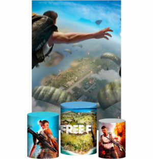 Kit Casado Free Fire Trio Capa Cilindro Retangular Tecido