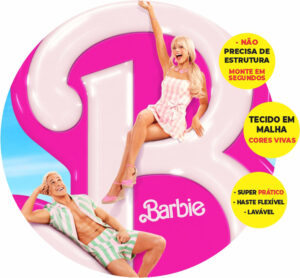 Painel Redondo 3D Barbie Abre Fácil Tecido