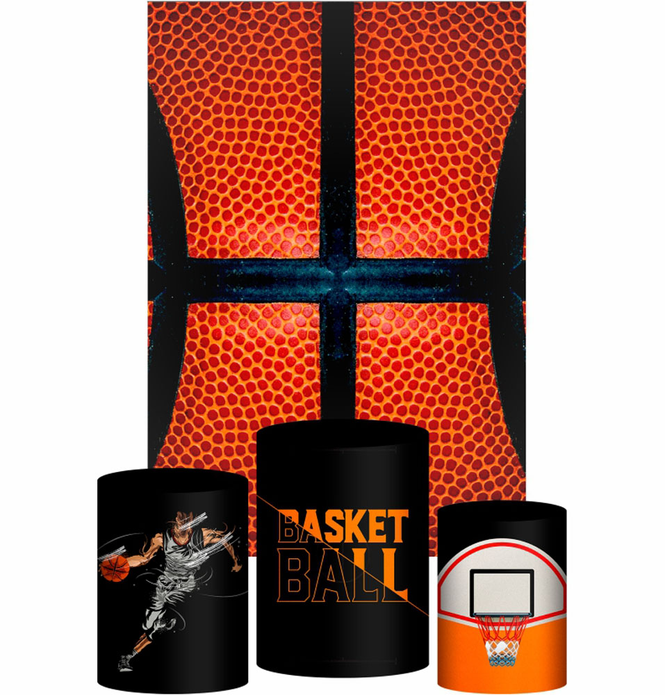 Kit Casado Basquete Trio Capa Cilindro Retangular Tecido