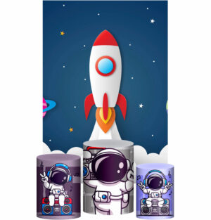 Kit Casado Astronauta Trio Capa Cilindro Retangular Tecido
