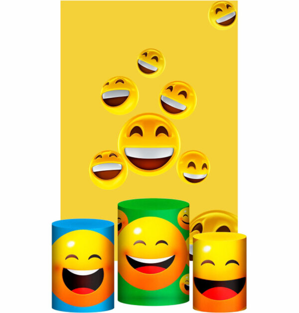 Kit Casado Emojis Trio Capa Cilindro Retangular Tecido