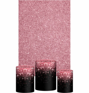 Kit Casado Glitter Trio Capa Cilindro Retangular Tecido