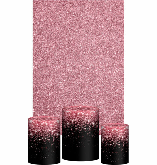 Kit Casado Glitter Trio Capa Cilindro Retangular Tecido
