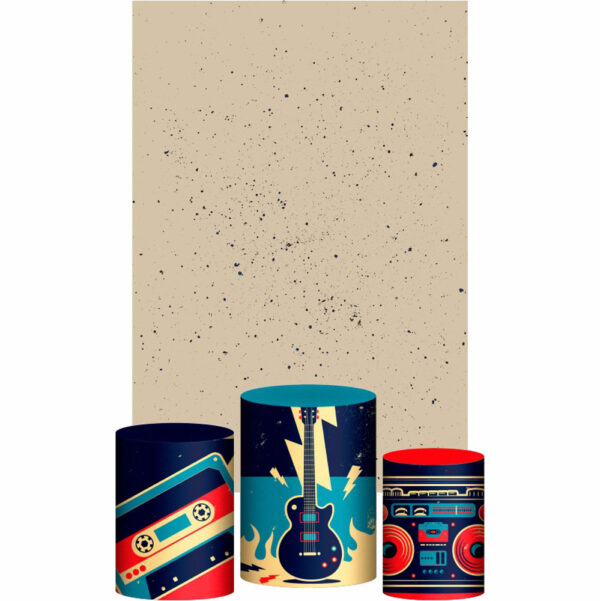 Kit Casado Rock Roll Trio Capa Cilindro Retangular Tecido