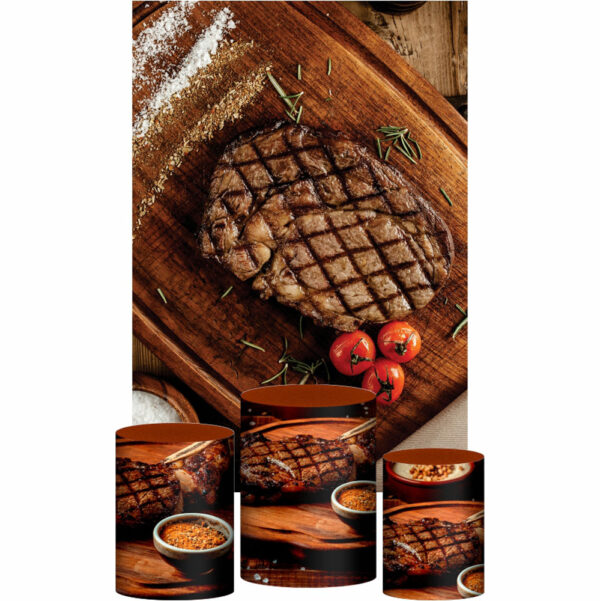 Kit Casado Churrasco Trio  Capa Cilindro Retangular Tecido