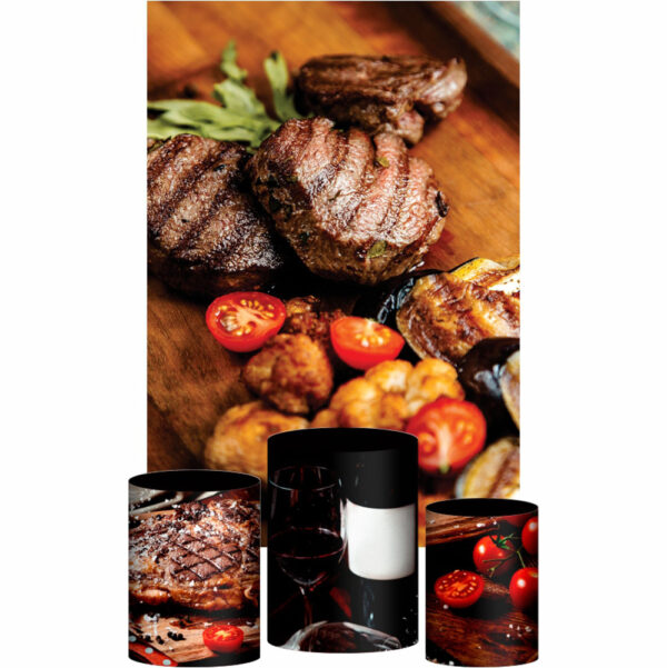 Kit Casado Churrasco Trio Capa Cilindro Retangular Tecido