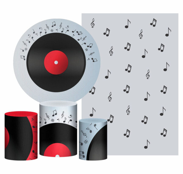 Kit Casado Retro Painel Redondo Trio Capas Cilindro Retangular Vertical Em Tecido