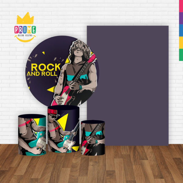 Kit Casado Rock Roll Painel Redondo Trio Capas Cilindro Retangular Vertical Em Tecido - Image 2
